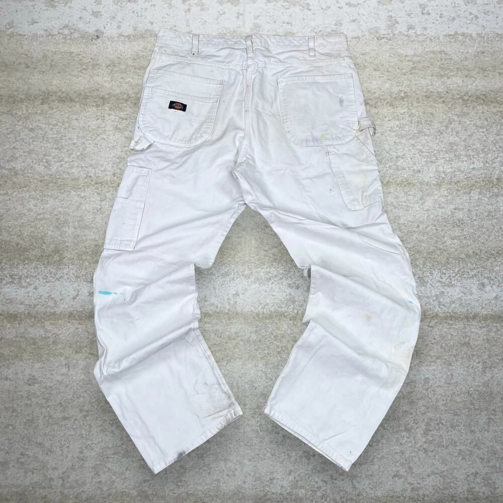 Vintage 90s Dickies Carpenter Pants 38x34 Baggy Snow White Canvas Dungarees